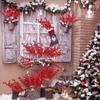 1-10PCS Christmas Red Berry Branch Xmas Artificial Flower DIY Wreath Gift Christmas Tree Ornament Home Table Decoration New Year