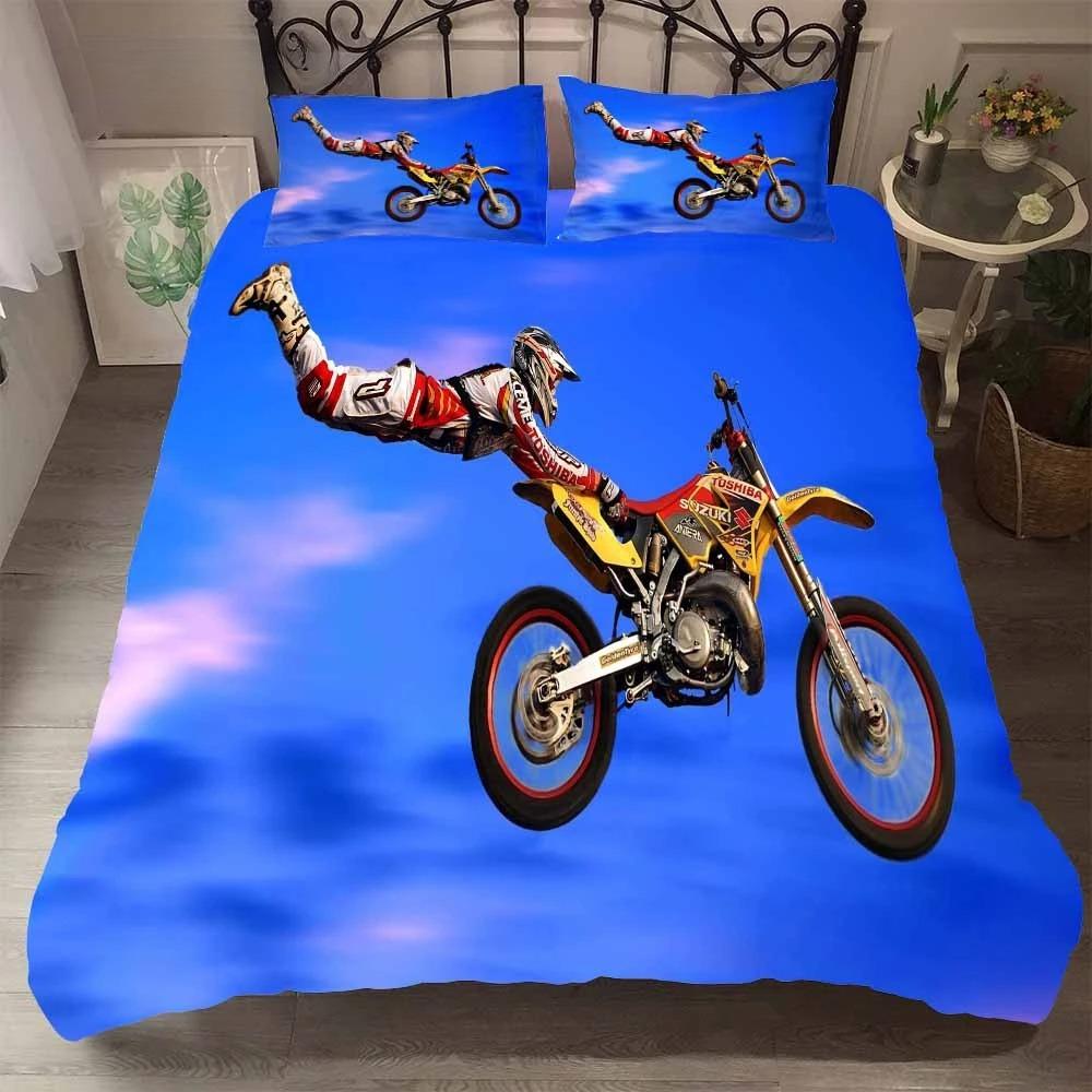 Handsome Red Motor Racing bedding set twin bed men 2-3 PCS Duvet Cover Sets Us Size Super Cool Comforter Bedding Sets For Boy