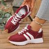 Women's Retro Platform Sneakers Two-Tone Lace-Up Casual Shoes with Gum Sole Striped Detail
