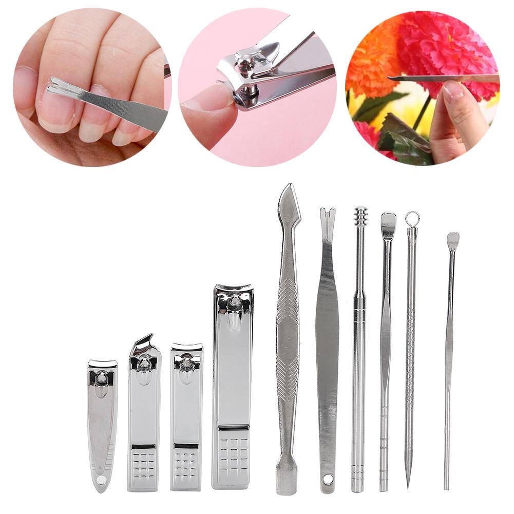 19pcs Manicure Pedicure Nail Clippers Set Stainless Steel Acne Removal Tool KitBurgundy