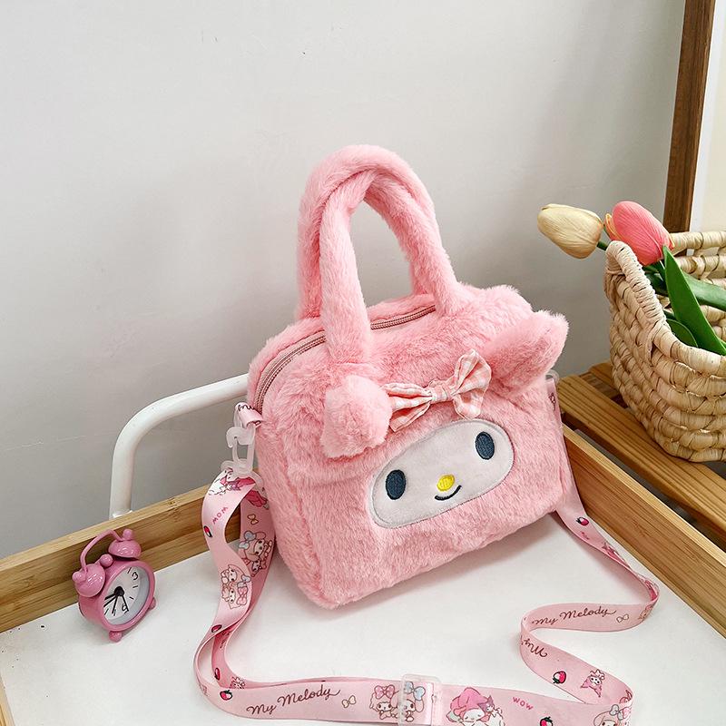Kuromi Sanrio Cartoon Plush Shoulder Handbag for Kids 20x20
