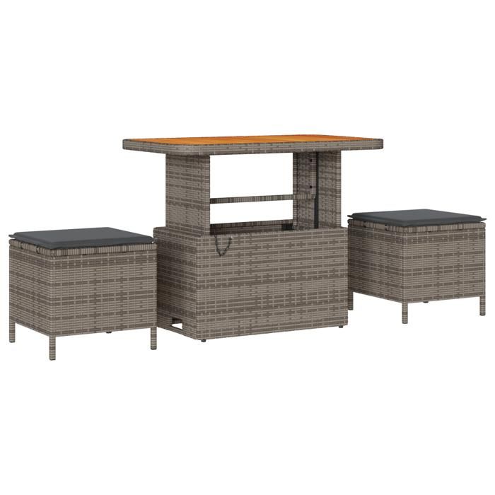 Ensemble de 10 pièces de sofa de jardin avec coussins Gris Poly Rattan Acacia 3363273