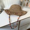 New Popular Summer Beach Bucket Hat Cap For Women Crochet Straw Rainbow Spring Fish Hat Outdoor Female Lady Gift Wholesales