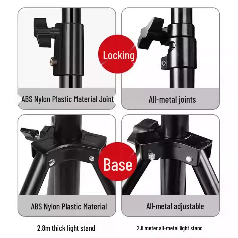 Suporte de Luz de Tripé LED para Fotografia ao Ar Livre, Ajustável de 2-2,8 Metros