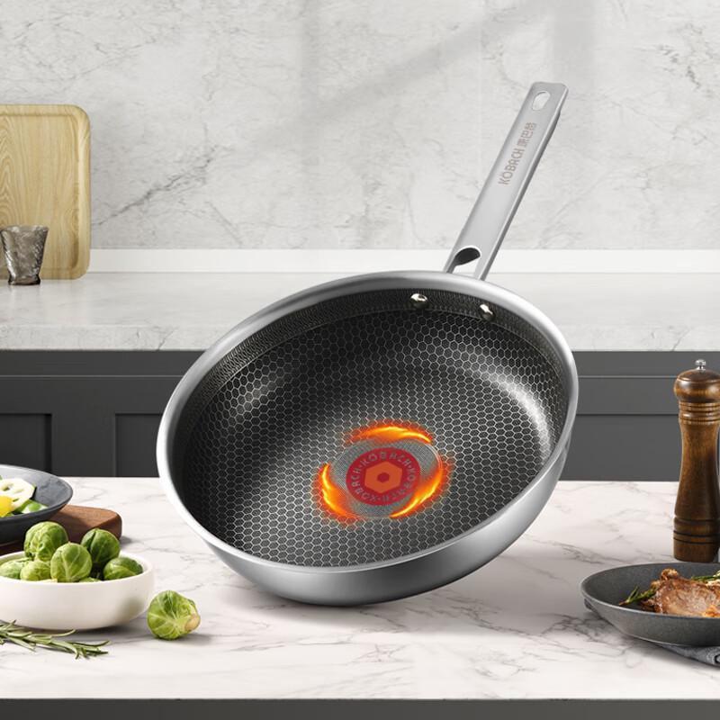 KOBACH Red Dot Honeycomb Frying Pan
