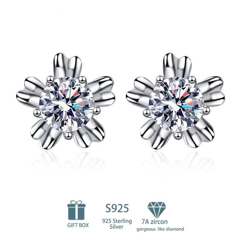 Tancise Klassische 925 Sterling Silber Rosa Gelb 7A Zirkon Ohrringe Tropfenohrringe für Frauen Hochzeit Party Geschenke