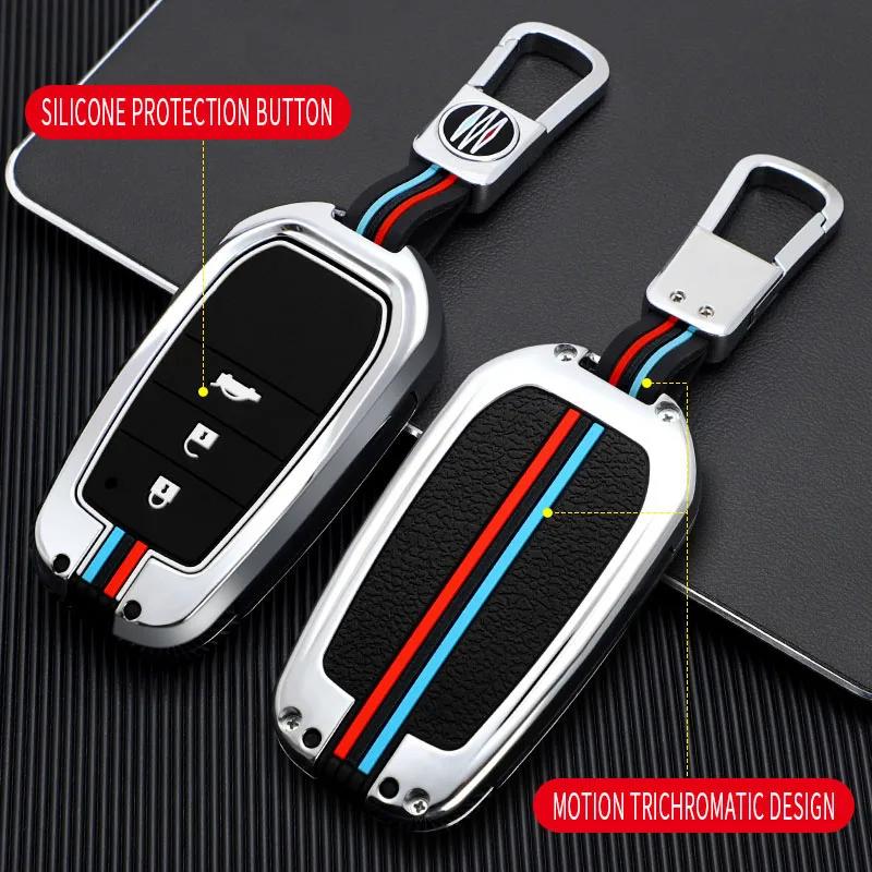 Zinc Alloy Car Key Case Cover for Toyota RAV4 Highland Coralla Hilux Fortuner Land Cruiser Camry Crown Keychain Accessories