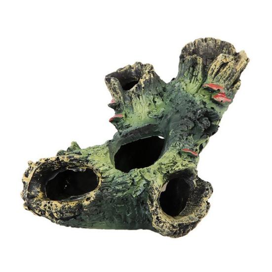 Decaying Trunk Aquarium Hide Decorative Betta Fish Hideout with Multiple Holes Size#A