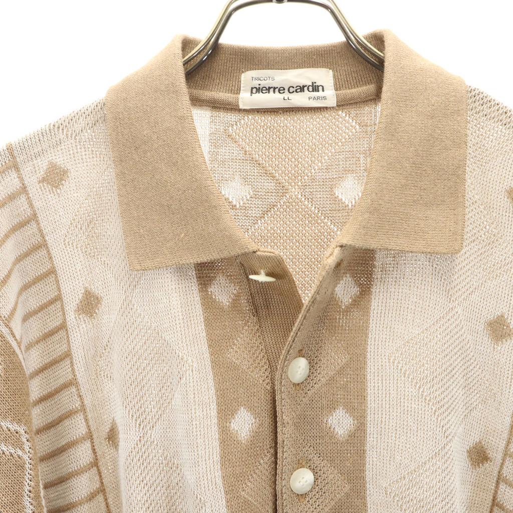 Pierre Cardin 90s Linen Blend Old Overall Handle Short Sleeve Knit Polo Shirt Men's Used