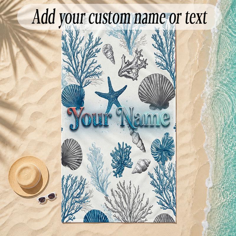 Meerjungfrau Thema Weiches Strandtuch Personalisiert Benutzerdefinierter Name Text Handtuch Tragbar für Strand Pool Reisen