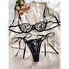 New style romantic love embroidery sexy suspenders see-through mesh with underwires