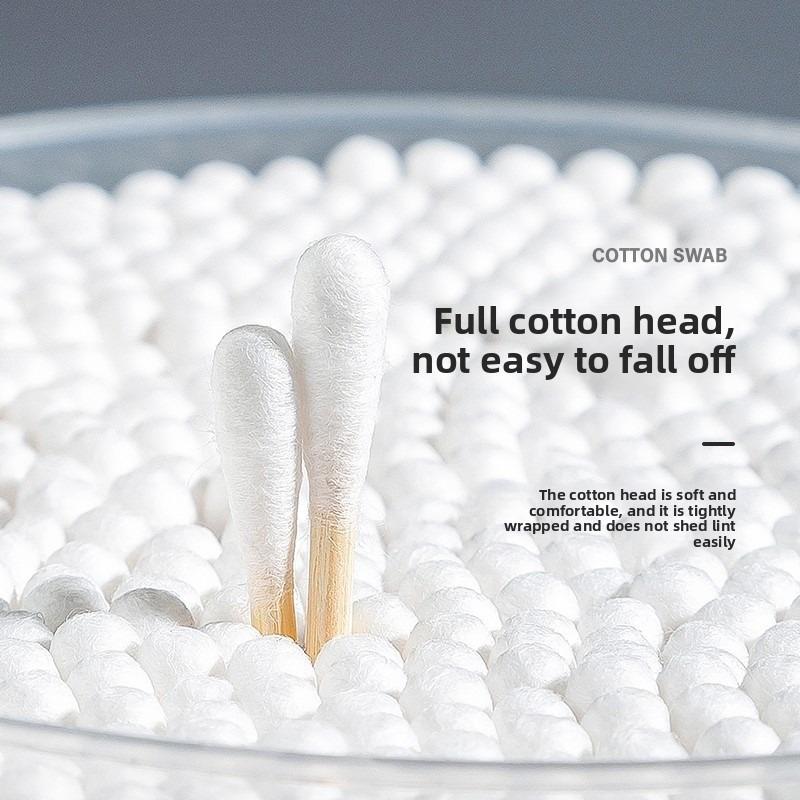 Double-ended cotton swabs for cleaning ears, removing ear makeup, disposable hygiene cotton swabs with small and pointed tips.