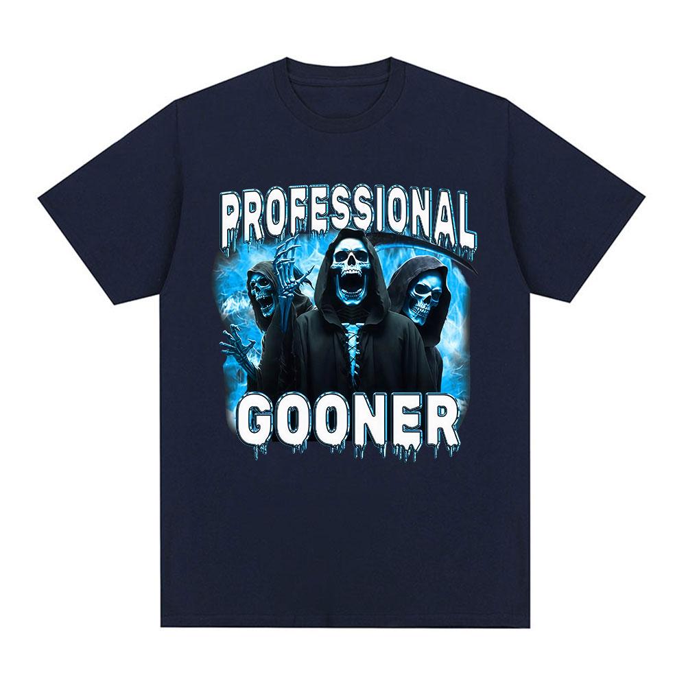 Professional Gooner Offensive Funny Skeleton Meme T Shirts Goon Sexual Joke Party Summer T-shirts Unisex Fashion Cotton Tees
