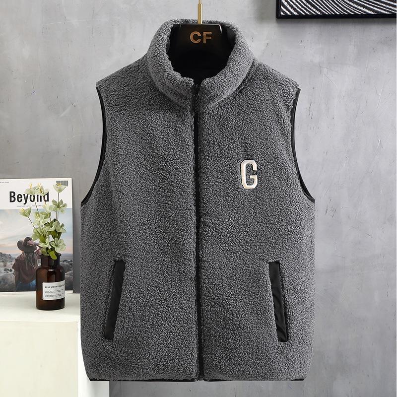 

Бренд Tide носит жилет из овечьей шерсти со стойкой с двух сторон, мужская зимняя парная студенческая теплая и утолщенная куртка с зебровым узором 5XL (170-95 kg) серый