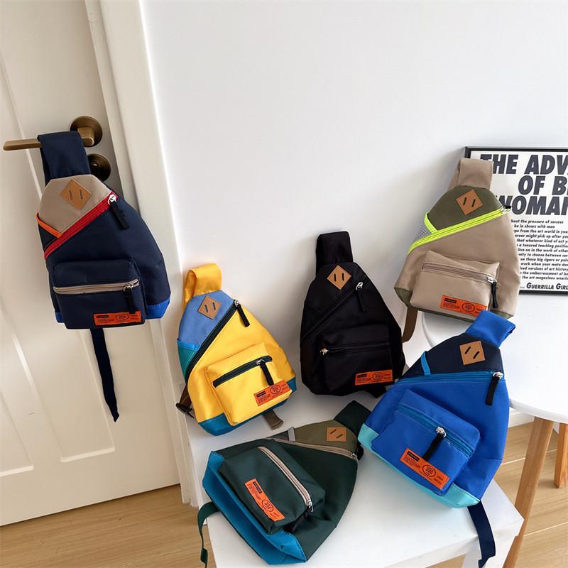 Fashion Children Shoulder Bag With Color Block Design For Casual Outings School