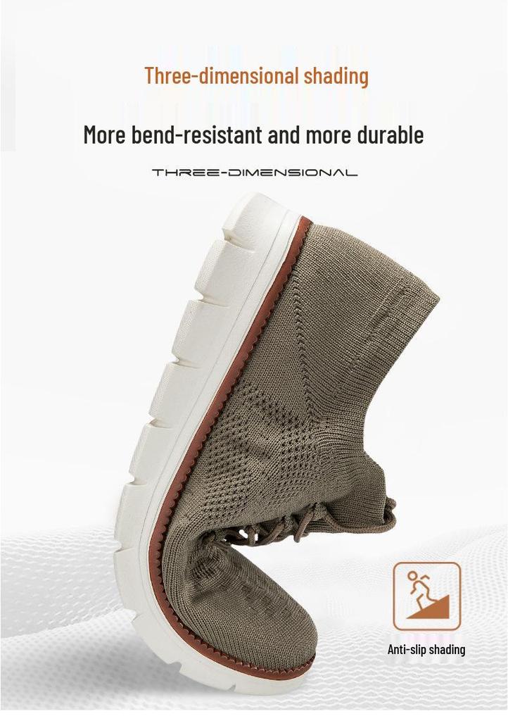 Men's Summer Breathable Mesh Brogue Flyknit Sock Shoes - Casual & Comfortable