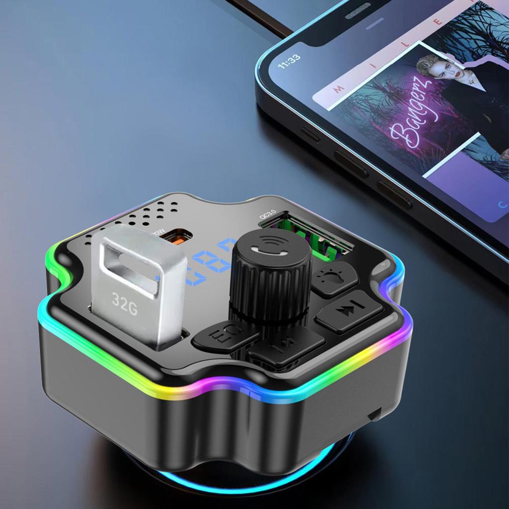 FM Transmitter Radio Wireless Charger Transmitter Wireless Music Adapter For Vehicle Automotive Truck SUV Commuting RV Driving