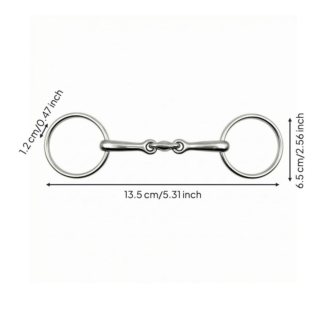 Sanftes Gebiss mit zwei Ringen | Rostbeständig, Gebrochenes Gebiss, für den täglichen Reitsport Rose
