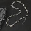 2025 European & American Stylish Layered Jewelry Set: Interlocking Chunky Chain Necklace & Bracelet with Titanium Steel Bead Chain.