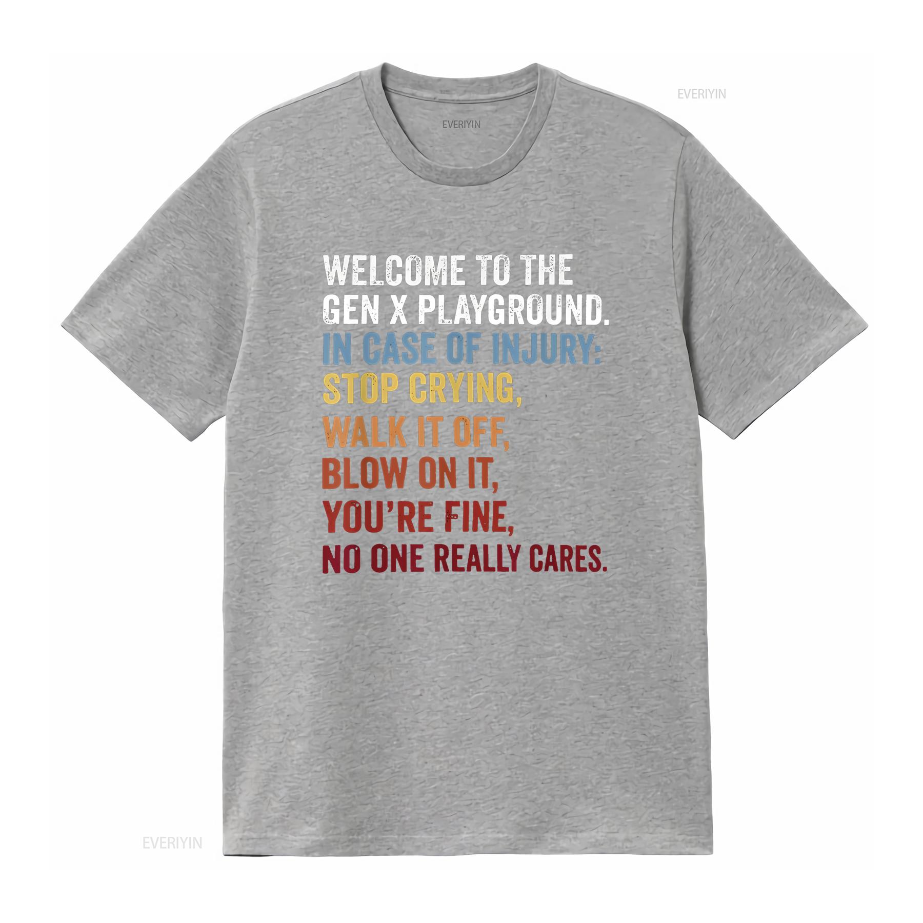 Welcome to the Gen X Playground Generation 1980 Millennial T Shirt vintage Washed Breathable Top For Everyday Wear S