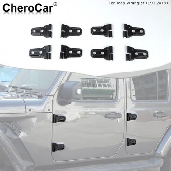 Decoração de Tampa de Acabamento de Dobradiça de Porta Preta Fosca Para Jeep Wrangler JL JT 2018+ 4 Portas