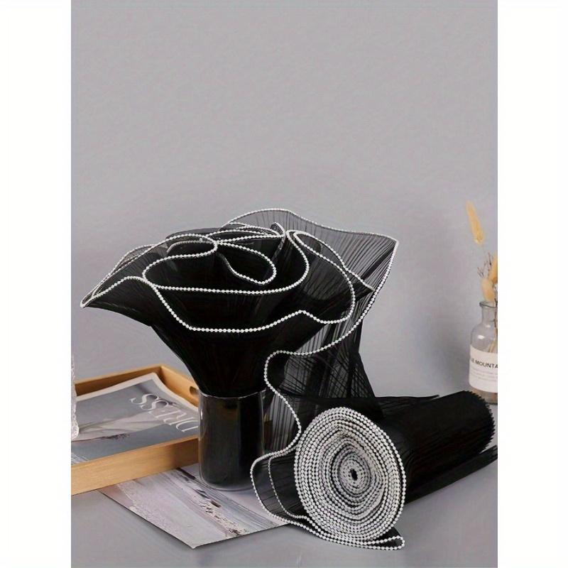 

1Pc Wrinkled Organza Ribbon For Gift Wrapping And Flower Arrangement, Faux Pearl Yarn For Birthdays, Parties, Weddings, Home Decor 1PC чёрный