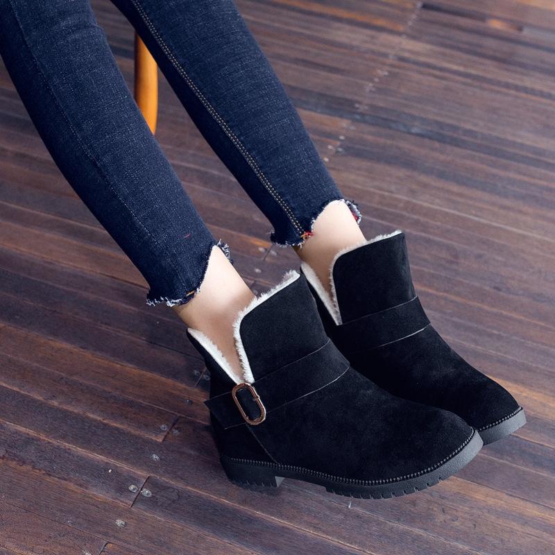 Stylish Womens Warm Low Heel Snow Martin Flap Boots For Mid Calf Comfort