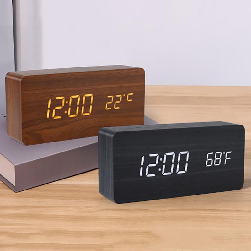 Led Student Alarm Clock Simple Wall Clock Temperature Display Table Clock Desktop Home Decor Garden