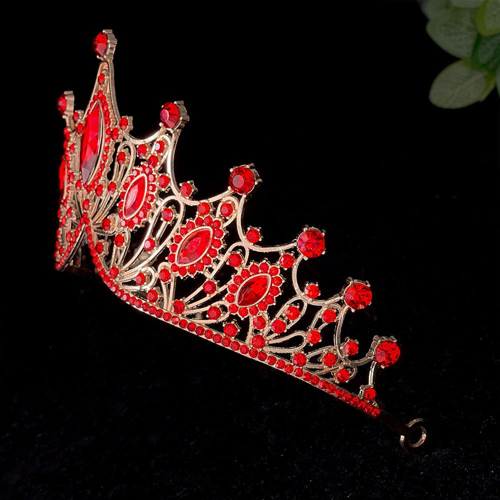 All Red Bride's Crown Headwear Wedding Birthday  Adult Dress Accessories  Crown Hair Accessories