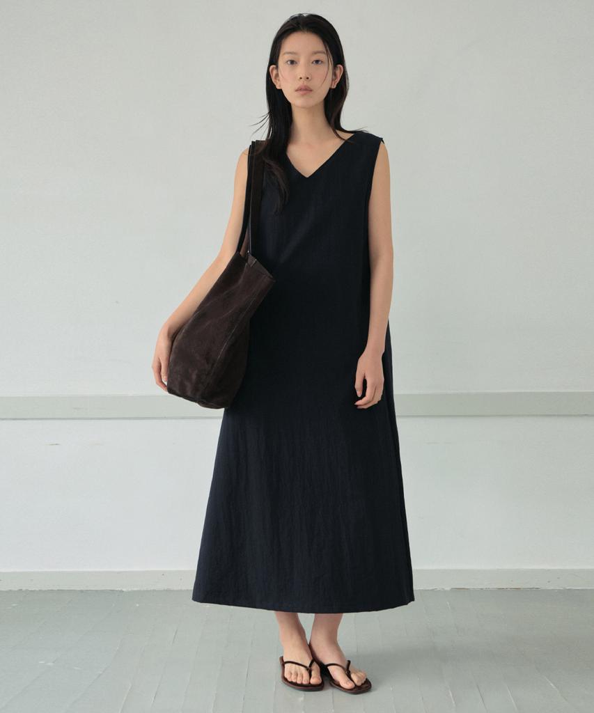 Wednesday Oasis For Woman V-Neck Layered Long Sleeveless Dress_Black(W26Ops01)