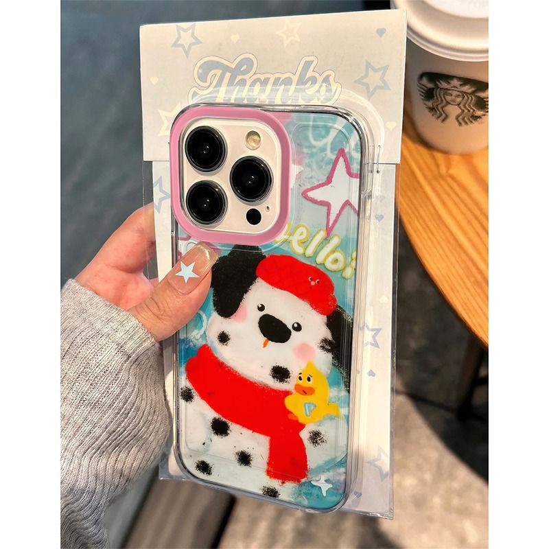 Spotted puppy is suitable for Apple 15 16promax mobile phone case 16 cartoon 13 pro space case 14 fine hole XS