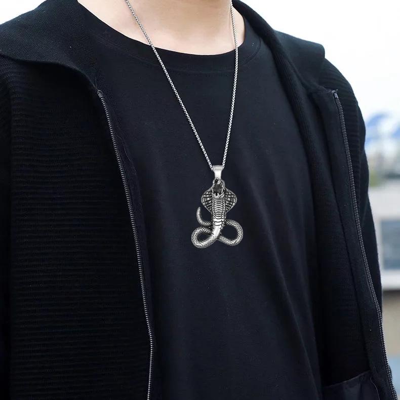 Medusa Snake King Pendant Men's Titanium Steel Pendant Trendy Women's Necklace Powerful Punk Pendant