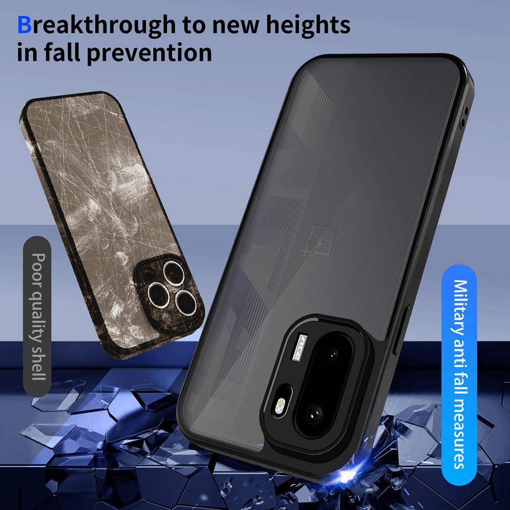 KEYSION Matte Translucent Black Phone Case for OnePlus 15R 15 5G Silicone+PC Clear Shockproof Back Cover for OnePlus Ace 6 6T