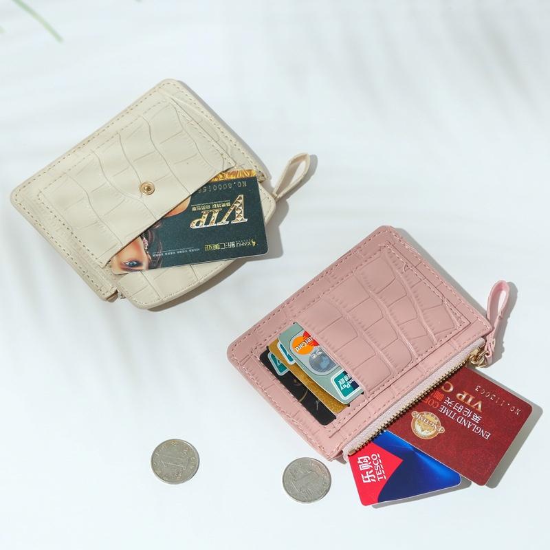 IELGY pure color crocodile pattern small fresh mini wallet for women