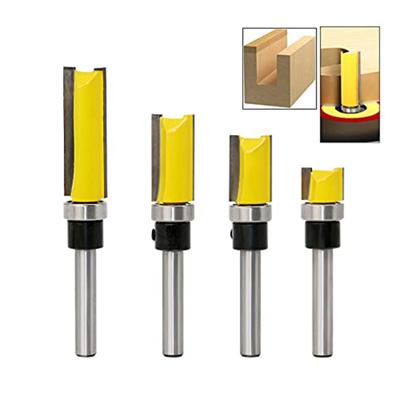 4pcs 1/4 Inch Shank Pattern Flush Trim Router Bit Set, 6mm Router Bit, Carbide Pattern Router Bits Set, Woodcutting, Woodworking Tools