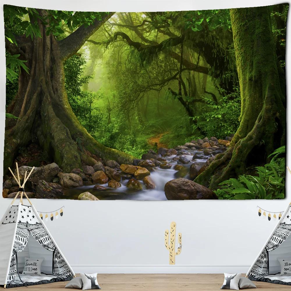 

Forest Plant Landscape Tapestry Scenery Wall Hanging Hippie Bedspread Bohemian Psychedelic Tapiz Home Decor 74x94cm(29x37in)