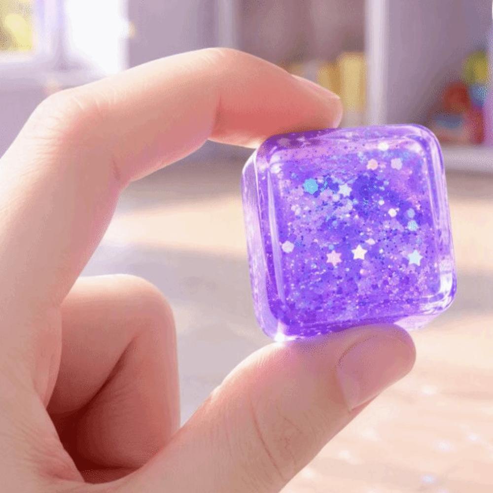 Slow Rebound Cube Squeeze Toy Glitter Cube Fidget Toy Soothing Play Ice Cube Squishy Toy Adults