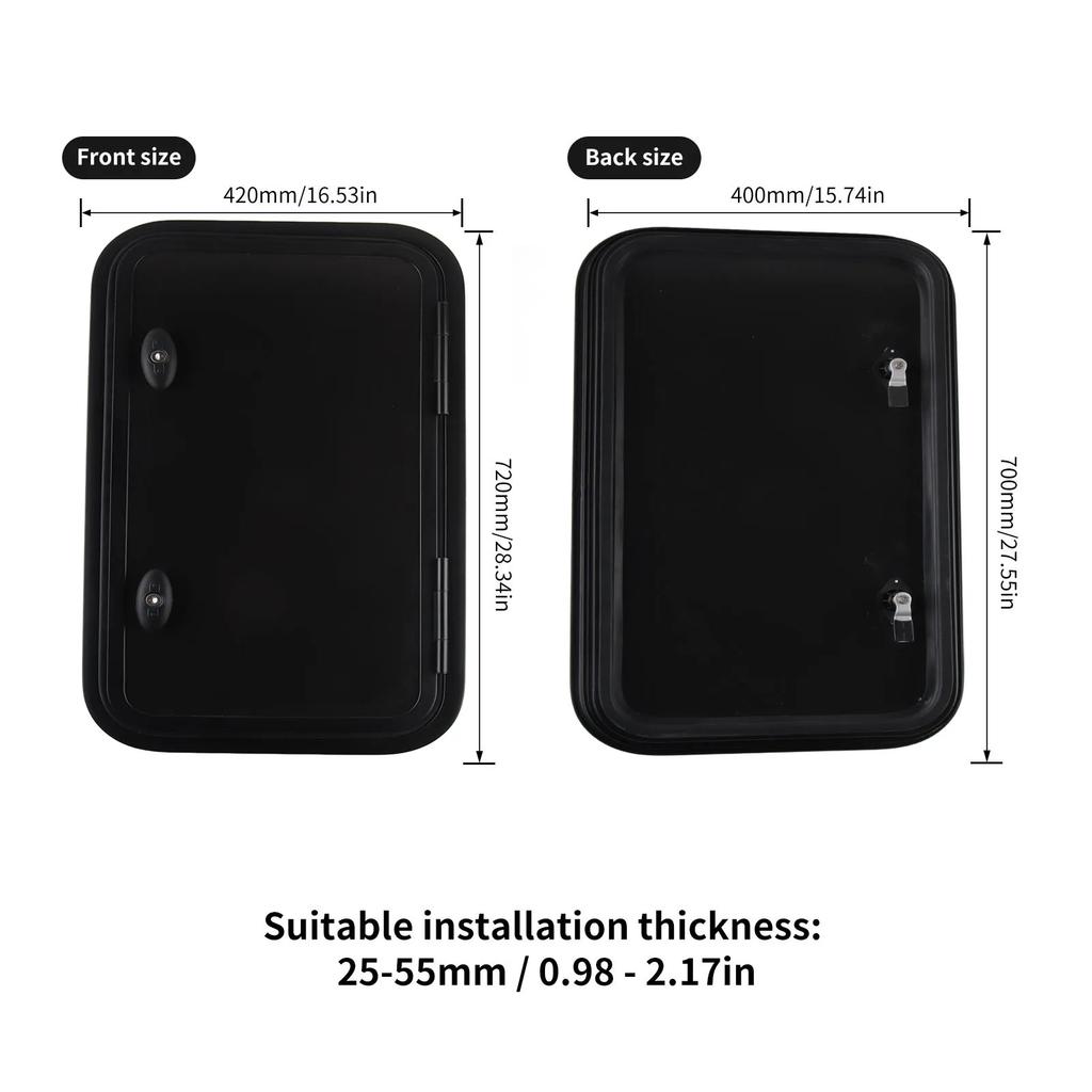 RV Storage Hatch RV Storage Hatch with Lock and Key Heavy Duty  Rounded Corner Black UV Proof Baggage Door for  Camper Van