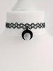 Gothic Moon Star Pendant Choker Necklace - Vintage-Inspired, Adjustable Clavicle Elastic Stretchy Chain with Hollow Design Tattoo Charms Jewelry