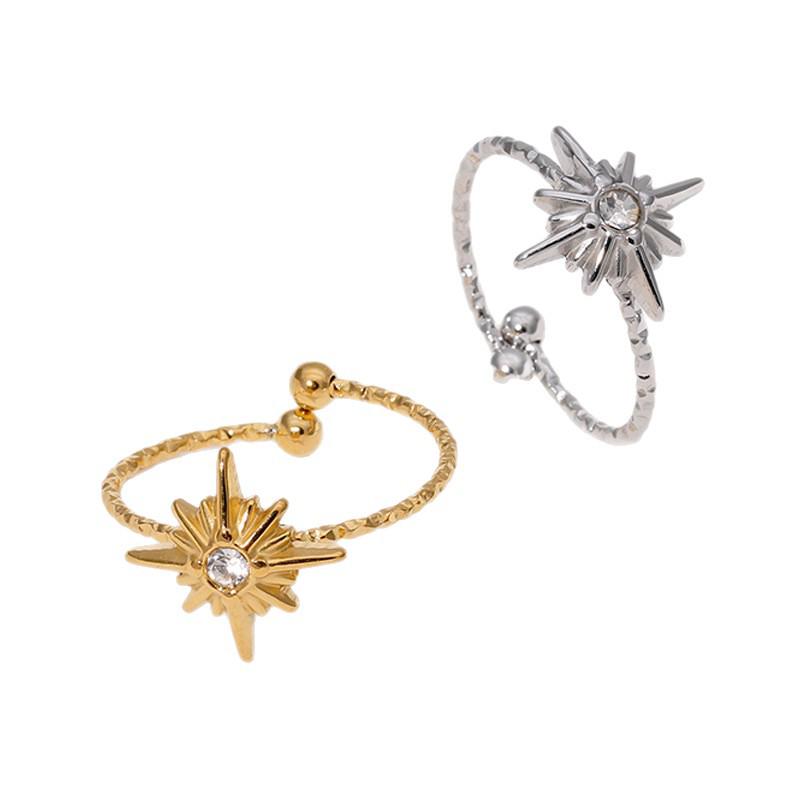 Anello Regolabile alla Moda in Acciaio Inossidabile Placcato Oro 18k – Gioielli Versatili in Acciaio Titanio Europei e Americani
