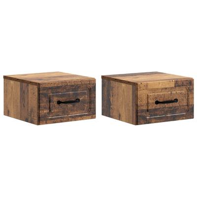 Wall Mounted Nightstand 2 Pcs Reclaimed Wood Look 34.5 X 33 X 20 Cm