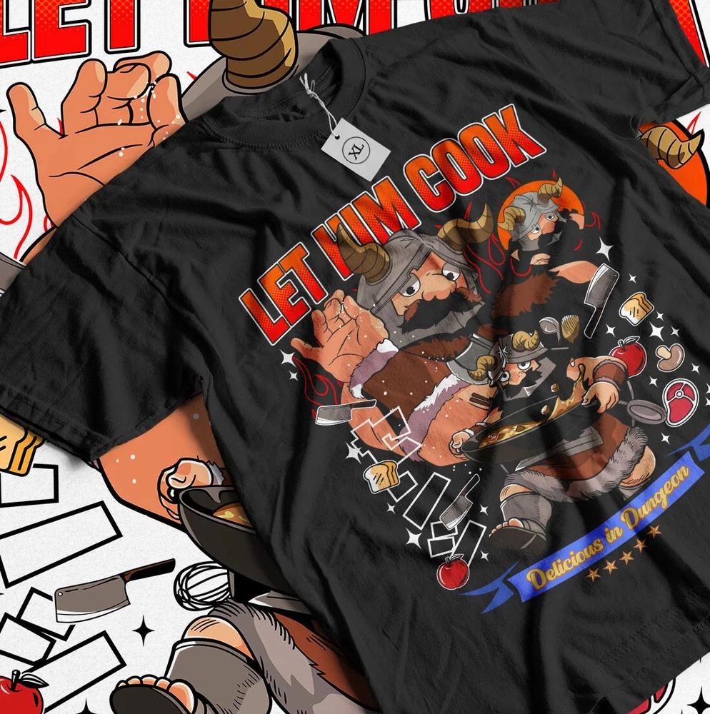 Anime Delicious In Dungeon Senshi Let Him Cook Black Tshirt All Size S