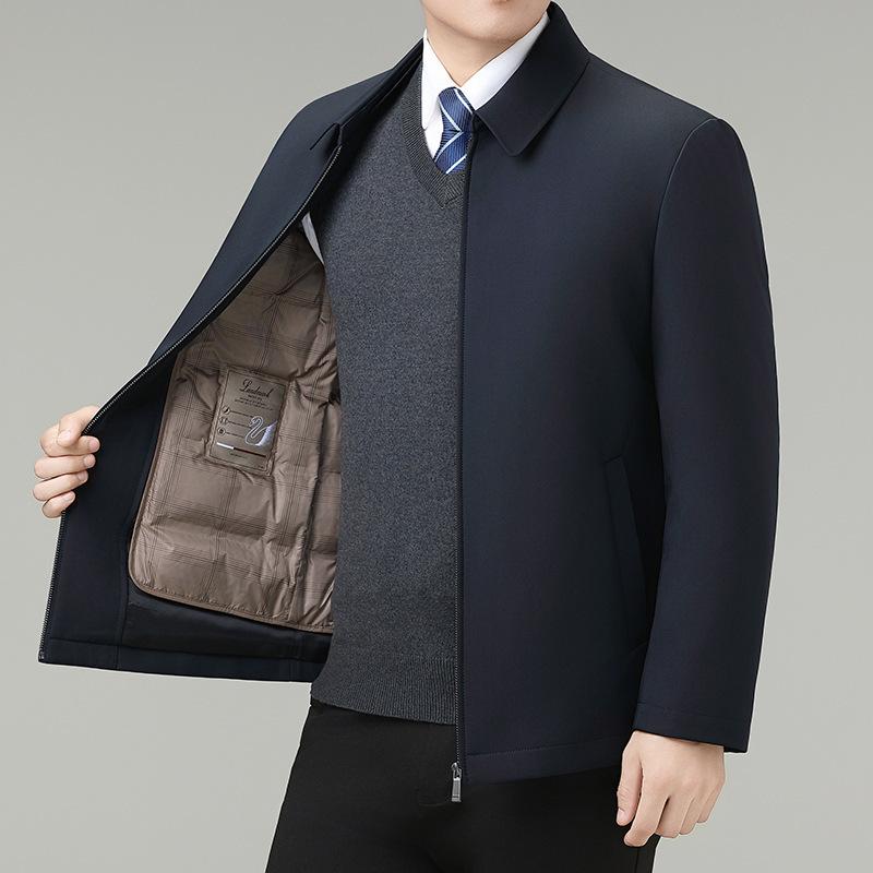 

2025 Winter Men s Middle-Aged Down Jacket with Detachable White Duck Down Liner - Cold-Resistant Outerwear for Dad L Темно-синій