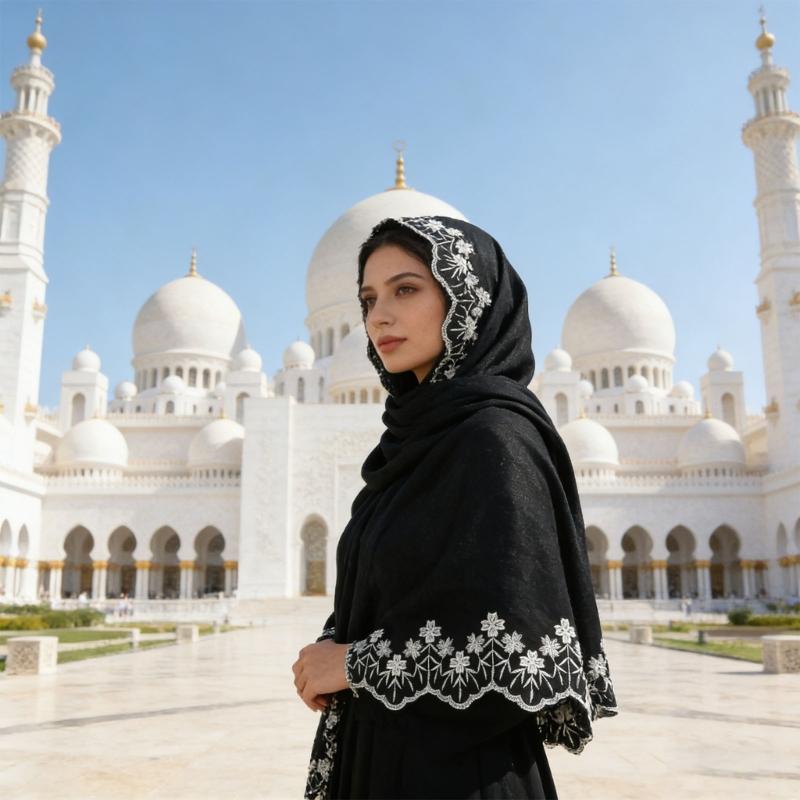 Elegant Muslims Chiffon Hijab Scarf With Embroidery Flower For Islamic Women Breathable Headwrap For Various Occasion