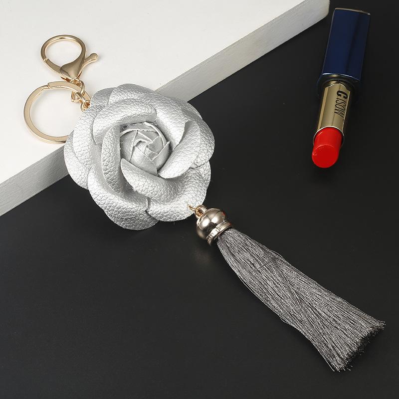 Mode Camellia Kwastje Sleutelhanger voor vrouw Luxe Sieraden Tasdecoratie Feestaccessoires Tas Bedeltje