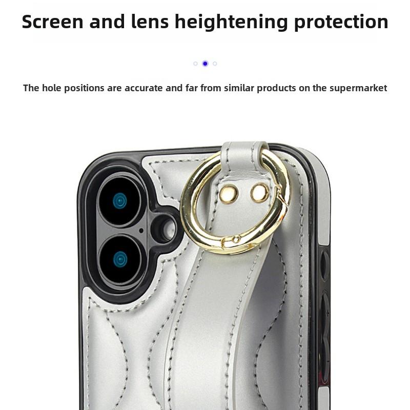 Ring Wristband Phone Case for IPhone 16 Pro Max 15 Plus 14 13 Mini 11 12 7 8 XS XR SE 2 3 Solid Color Leather Protective Cover