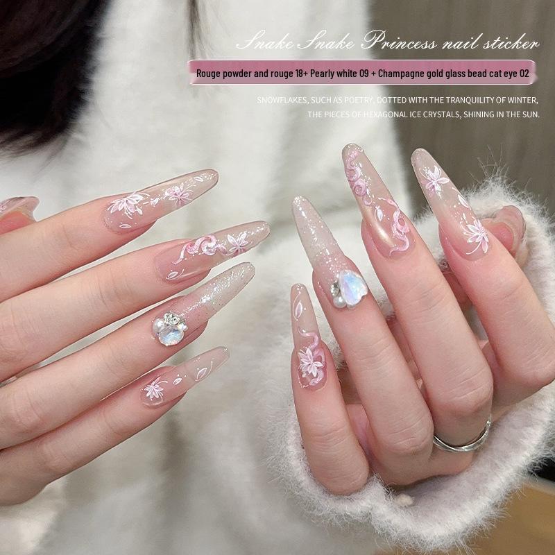 2025 Zodiac Snake Princess Nail Stickers & Shell Glitter Powder