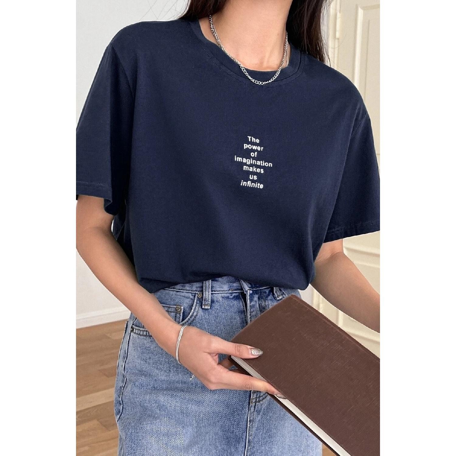 

Унисекс, темно-синяя футболка оверсайз с принтом The Power Of S белый