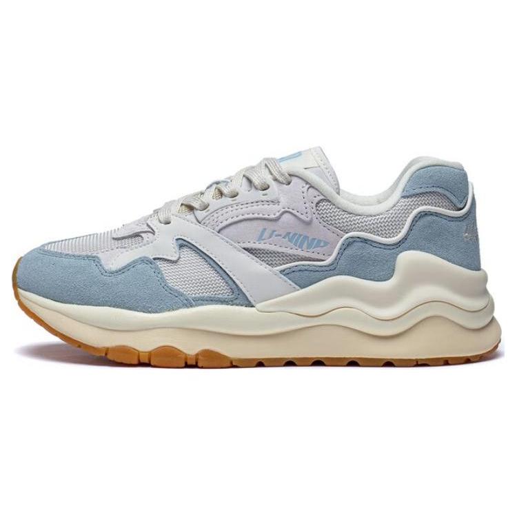 New LiNing Mountains And Seas Durable Breathable Low Top Sports Casual Shoes Women's White Cyan AZGT008-4