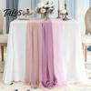Anspruchsvolle Tischdekoration Durchsichtiger Fließender Läufer, Chiffon Hochzeit Elegant Einfarbig Esszimmerläufer für Zuhause Brautparty Dekorativ
